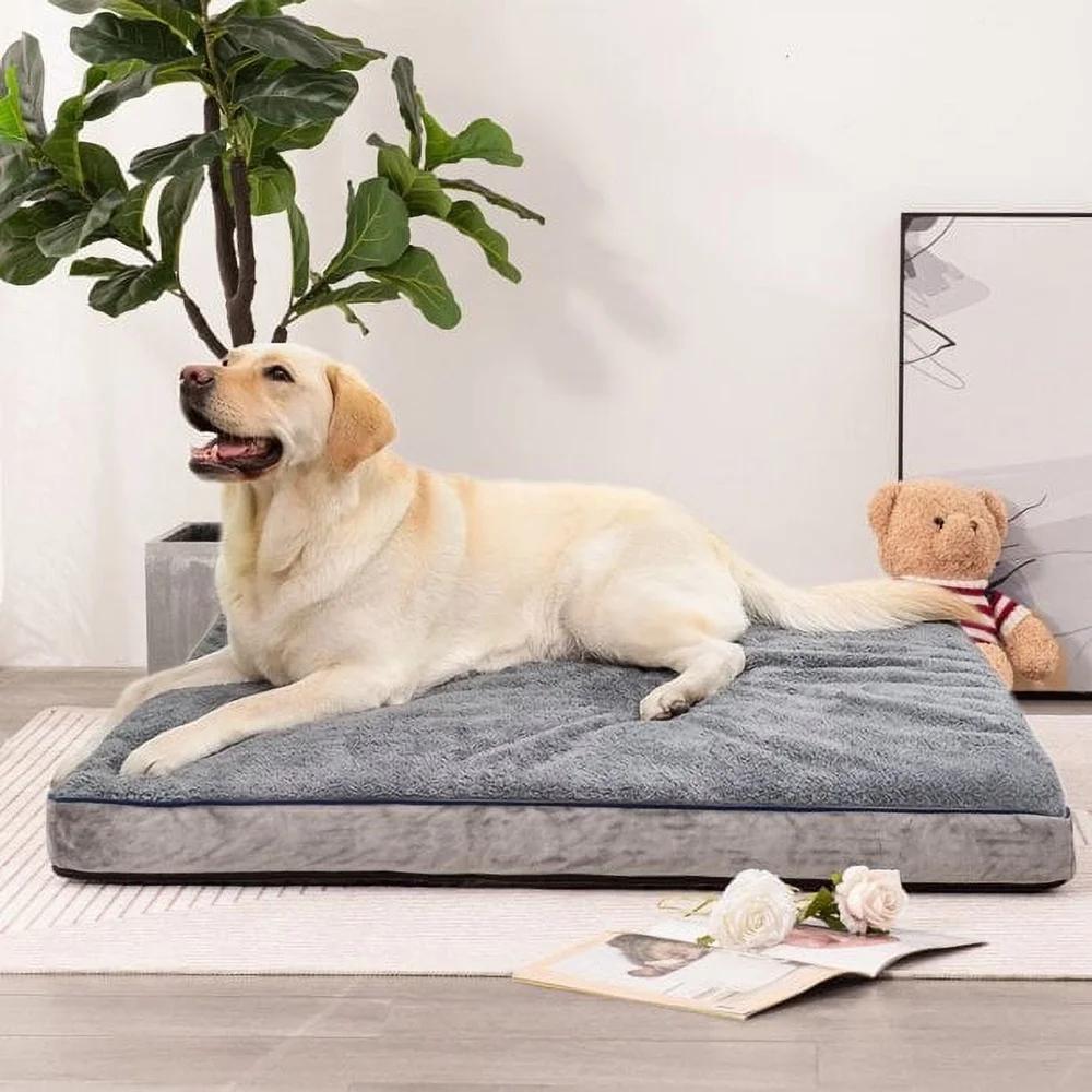 Luxury Dog Bed Removable Washable Cover Non-Slip Memory Foam Bedding Dogs Cats Crate Travel Comfort