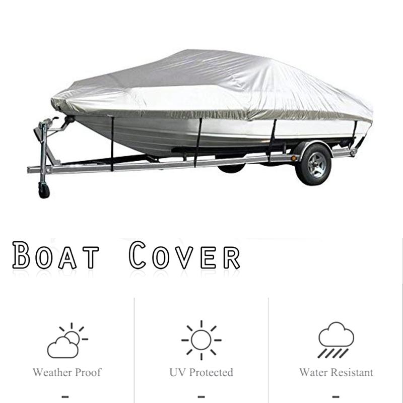 Copertura per Barca 5 Misure Tessuto Oxford 300D Protezione Esterna Impermeabile Riflettente Anti-schiacciamento Antistrappo Adatta per Barche da Bass 20-22FT