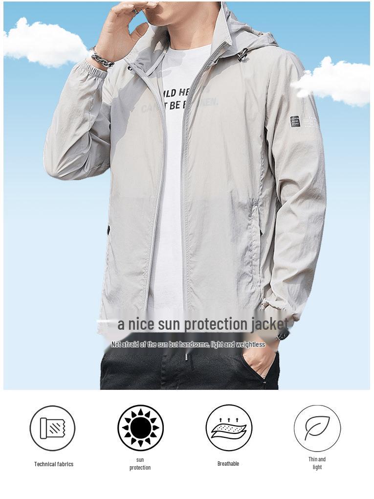 Men's Summer Ice Silk UV Protection Lightweight Breathable Jacket for Outdoor Fishing