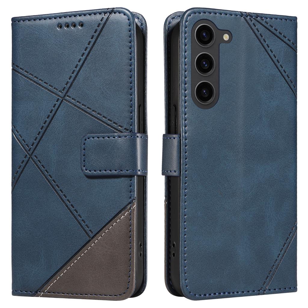 For Samsung Galaxy S23 Case Geometric Line Leather Phone Cover Card Holder Magnetic Clasp