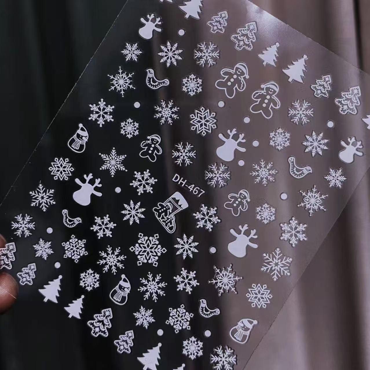 White Snowflake Nail Stickers - Bestseller Self-Adhesive Christmas Nail Art Decals