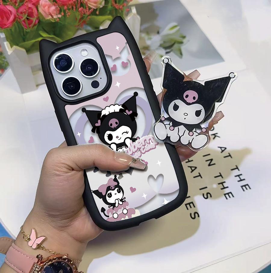 

Kuromi Black Bracket Case Compatible with Apple 15 Phone iPhone 16 Pro
