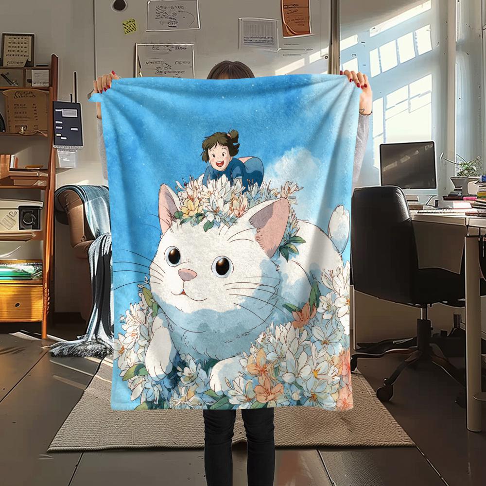 Cats Print Flannel Blanket, High quality Comfortable for All Seasons, Home Decor, Warmth and Comfort