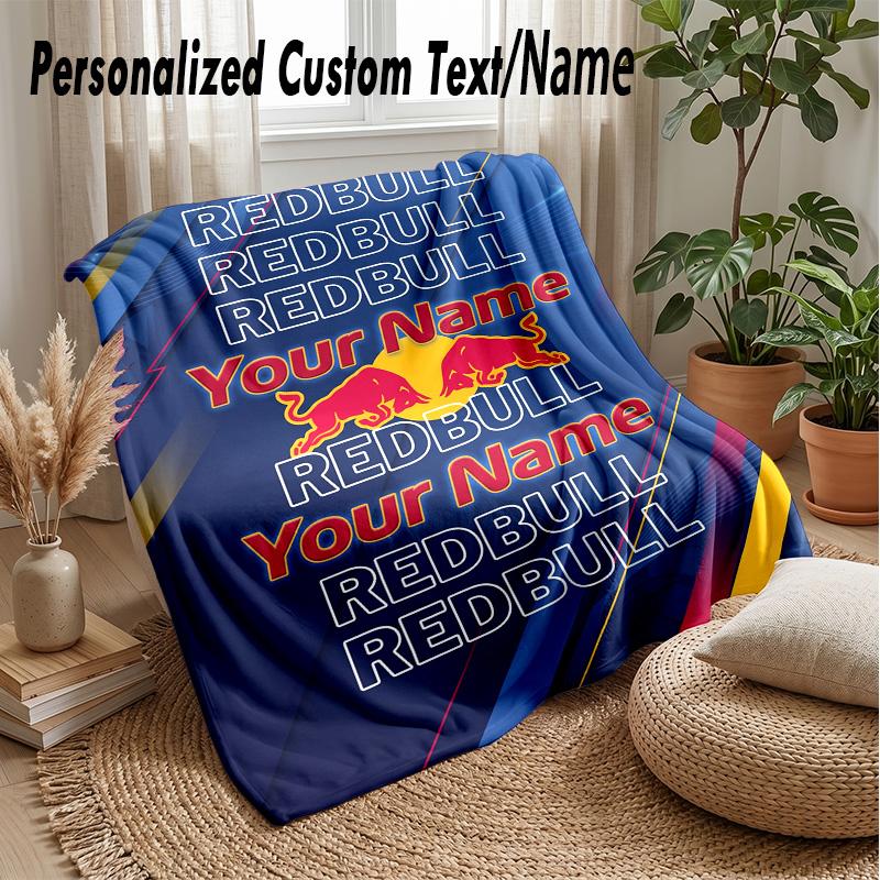 Red Bull Racing Individuelle Flanell-Kuscheldecke Drucken Sie Ihren Namen Text Weiche Warme Decke Weihnachtsgeschenk
