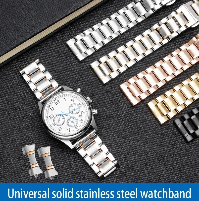 Hochwertiges Edelstahlarmband für Casio Tissot Seiko Citizen Metallarmband mit flachem/gebogenem Ende Uhrenkette 20 mm 22 mm