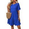Spring Summer Women's Loose Casual Short Sleeved Flowing Dress