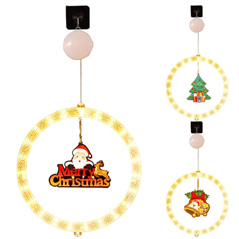 Weihnachtsdekoration LED Weihnachts-Pferderennen-Lichter Fenster-Silhouetten-Lichter Hängende Dekorationen mit Saugnapf Neujahrsdeko