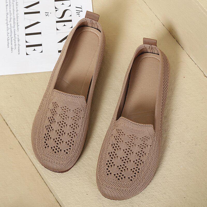 Breathable Soft Sole Mesh Flat Shoes for Middle-Aged and Elderly Women