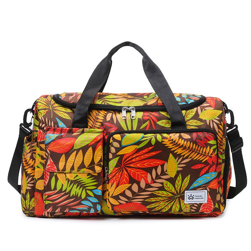 Summer new dry and wet separation printed fitness bag independent shoe compartment storage yoga bag short trip sports bag