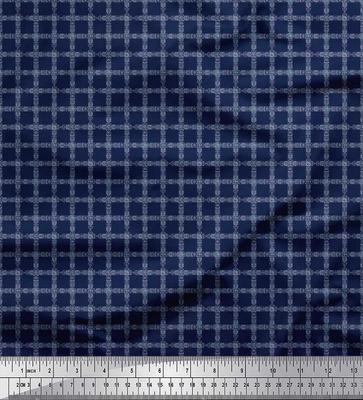 Japan Crepe Satin Fabric Check Shirting Printed Craft Fabric by the Metre 42 Inch