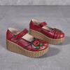 Fashion GKTINOO Retro Pumps Women Shoes Genuine Leather Hook & Loop 2025 New Spring Round Toe Floral Handmade Concise Platform Shoes