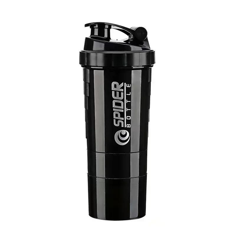 3-lagige Shaker-Flasche, Protein-Mix-Shake-Becher, Sport-Fitness-Wasserbecher, 550 ml, skalierte Plastikwasserflaschen mit Medikamentenbox