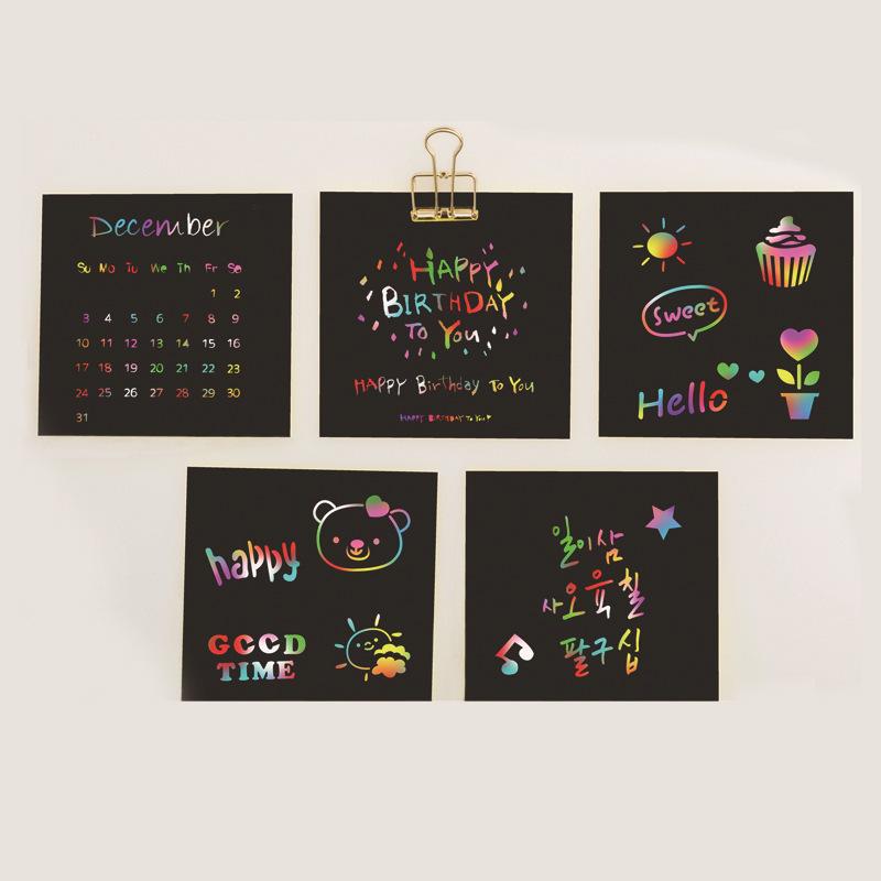1 Set Rainbow Scratch Paper Mini Dazzling Laser Scratch Notes Cards  Cartoon Scratch Art Painting Card Kids DIY Drawing Toys