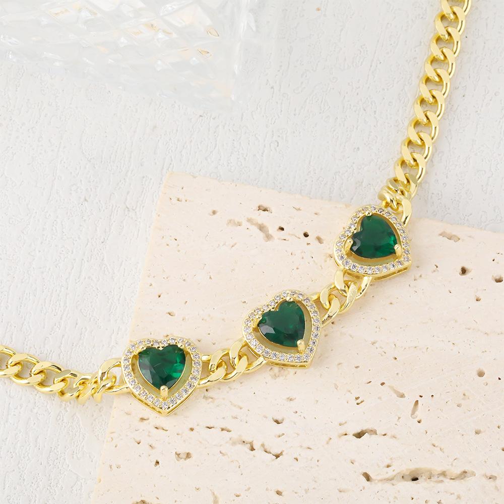 New Light Luxury Micro-inlaid Zircon Geometric Love Color Zircon Pendant Bracelet for Women