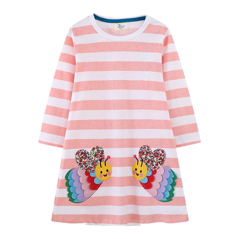 2026 Autumn European & American Girls Cartoon Embroidery Long Sleeve Dresses 3T