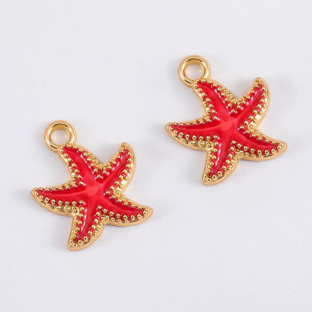 10pcs Cute Orange Enamel Sea Coral Turtle Conch Fish Starfish Charms Alloy Pendants for DIY Necklace Bracelet Jewelry Findings