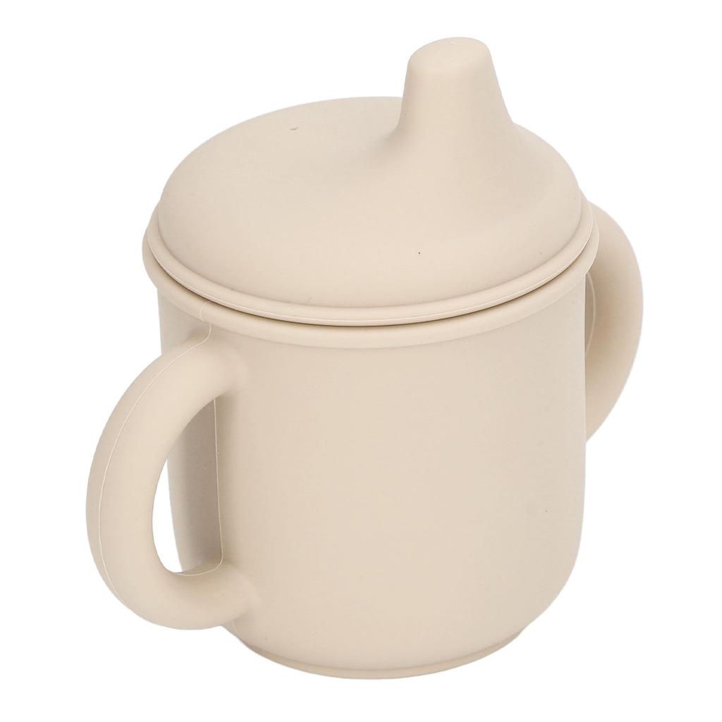 Silicone Spill Proof Cup Dishwasher and Microwave Safe Training Cup with Handles and Spout Lid for