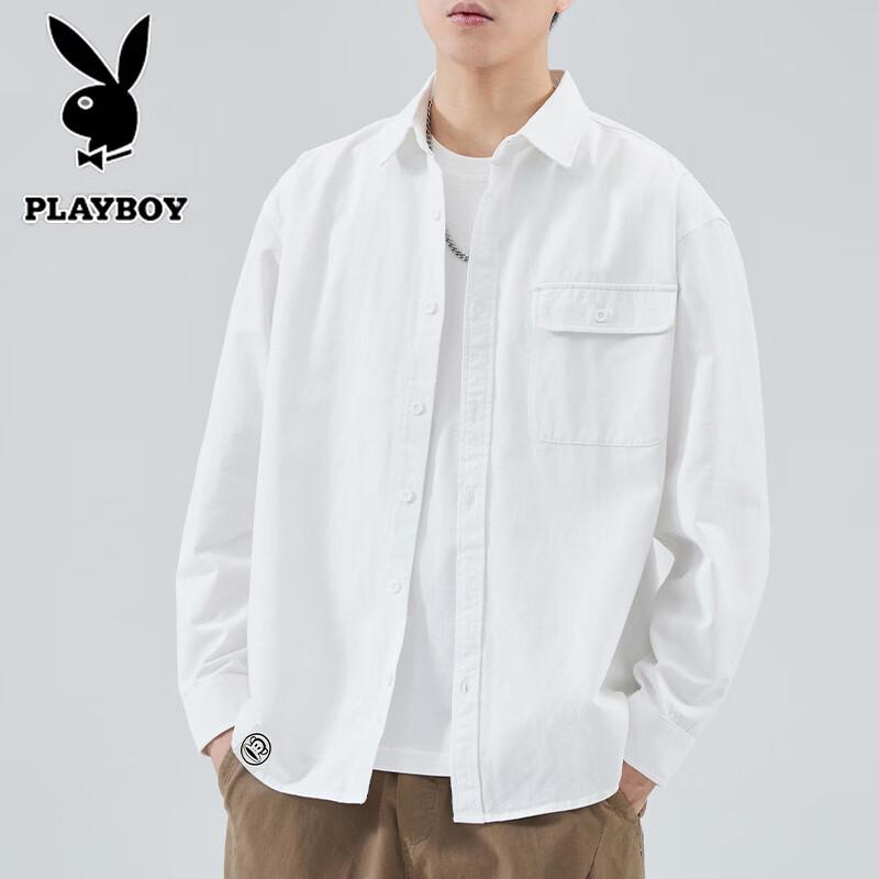 PLAYBOY Men's Relaxed Fit Cotton Long Sleeve Shirt