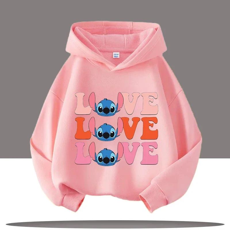 Disney Serie Cartoon Print Stitch Kinder Herbst- und Winter Kapuzensweatshirt Jungen Sweatshirts Mädchen Casual Basic Oberteile