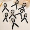 3Pcs Black Memorial Funeral Ribbon With Bow Camellia Pins Brooch Gifts For Funeral Party Armband Mourning Event Remembrance