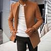 Pánský oblekový kabát, Jednobarevný, Slim Fit, Jednořadý, Zesílit, Trenčkot, Podzim Zima, Větruodolný, Vlněná bunda