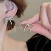 2024 New Trendy Ribbon Bow Pendant Necklace Earring Jewelry Set for Women Fashion Handmade Beaded Imitation Pearl Necklace