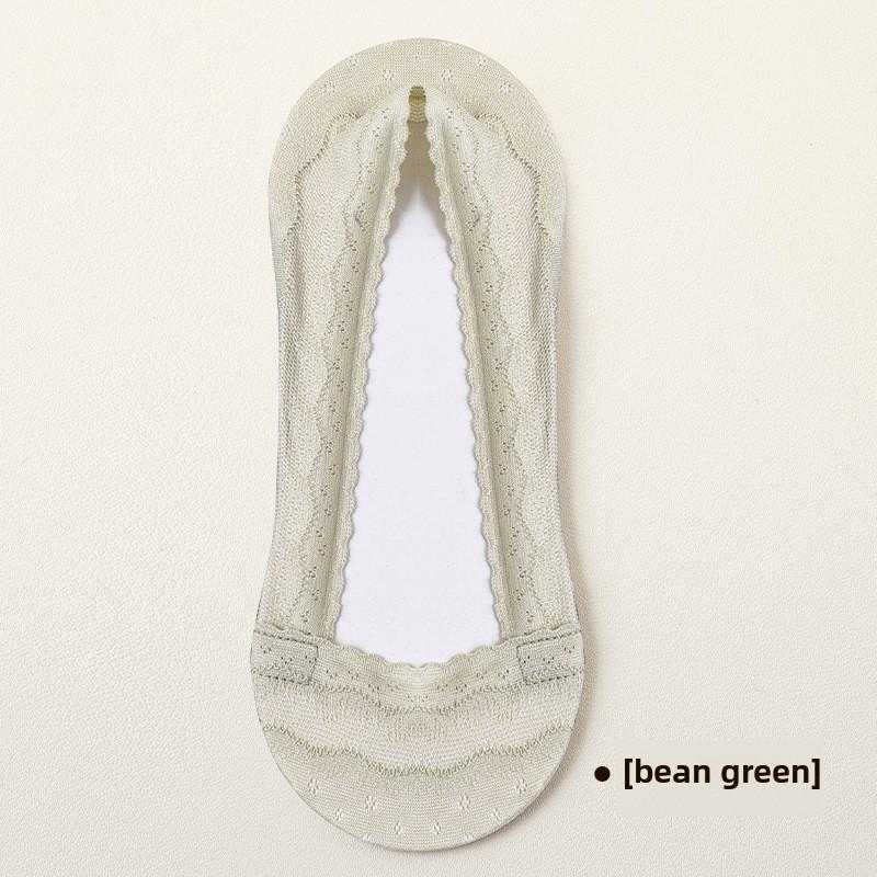 

5 пар кружевных носков-лодочек, летние впитывающие пот нескользящие с невидимыми носками, летние тонкие дышащие одинарные носки 5 Pairs зелёный