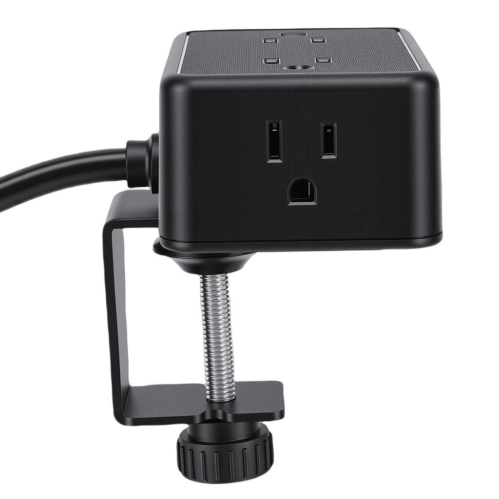 Desk Clamp Power Strip Desktop Mount Charging Station with 4 Outlets 4 USB Ports(2 USB C) 6.56ft for 3mm 45mm Thickness