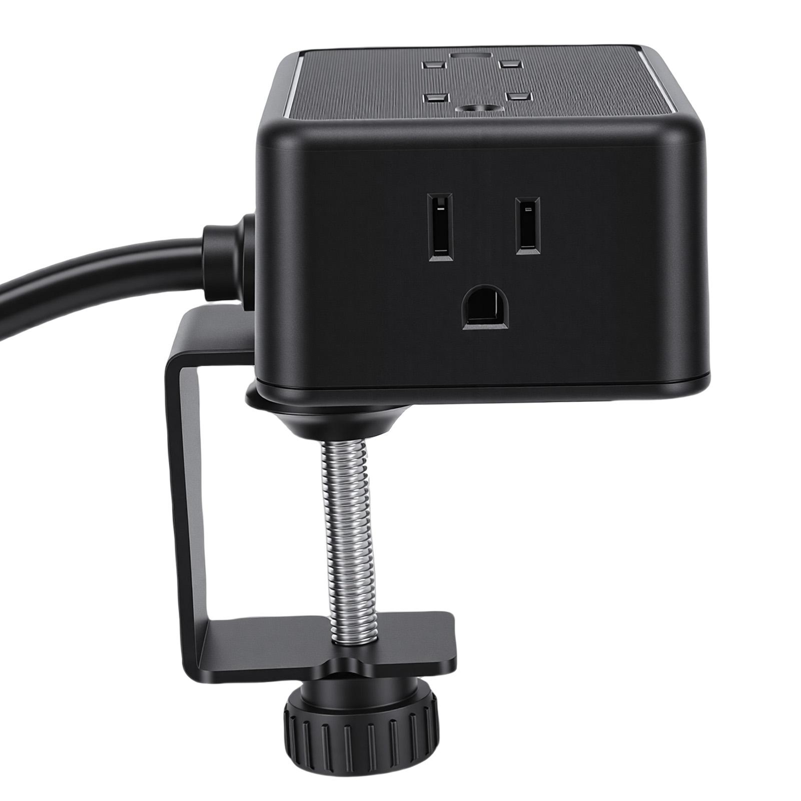 

Desk Clamp Power Strip Desktop Mount Charging Station with 4 Outlets 4 USB Ports(2 USB C) 6.56ft for 3mm 45mm Thickness