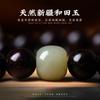 Small-leaf rosewood and blood sandalwood bracelet, Buddhist prayer beads for men and women, Hetian jade couple's single-loop bracelet