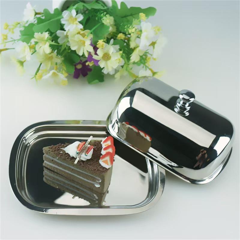 European Style Stainless Steel Butter Container Box Restaurant Sealed Storage Dishes Cheese Dish French Butter Tableware
