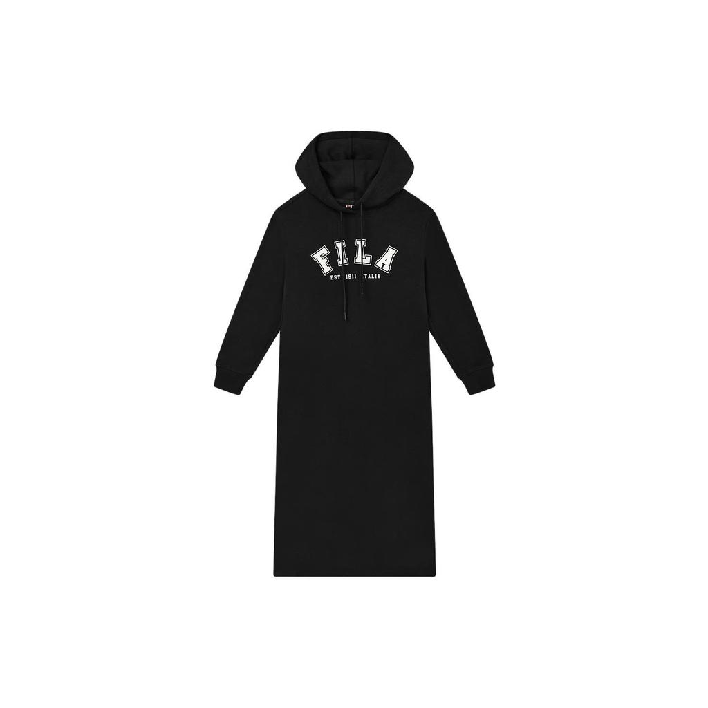 Fila Official Womens Long Hoodie Dress Women Dresses Black F11W339310FBK