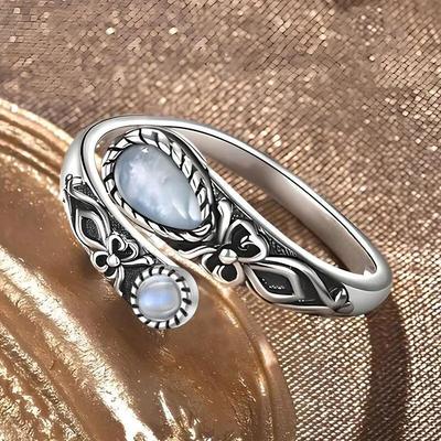 Yüzük,aytaşı Yüzük,gümüş,ayarlanabilir Yüzük,boho,vintage,kaşık Yüzük,kelebek,sentetik Taş,hediye