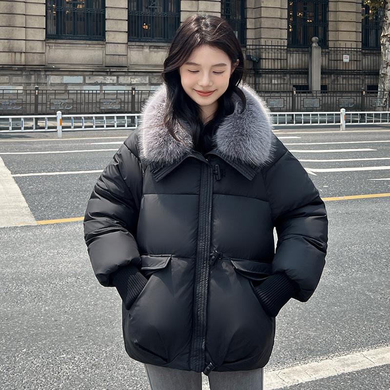 2025 Short Padded Cotton Women's Winter Fashion Loose Large Hooded Thick Warm Bread Coat Outerwear