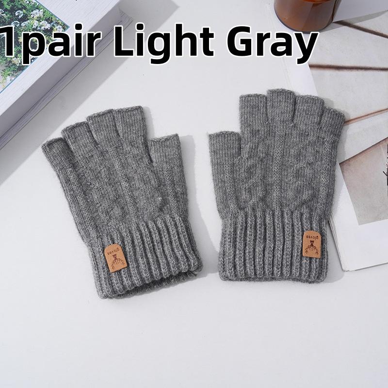1pair Winter Half Finger Gloves Windproof Breathable Casual Glove Suitable For Work Writing Touch Screens Outdoor Cycling Gloves