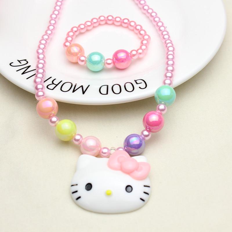 Korean Girls' Hair Accessory Set: Cute Pearl Necklace & Bracelet - Perfect for Holidays & Back-to-School Gifts.