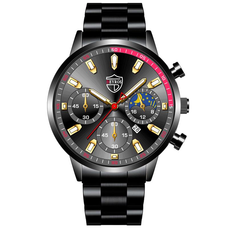 Stilvolle, einfache Uhr Herren Edelstahl Uhr Kalender Quarzuhr Herren personalisierte Casual Uhr