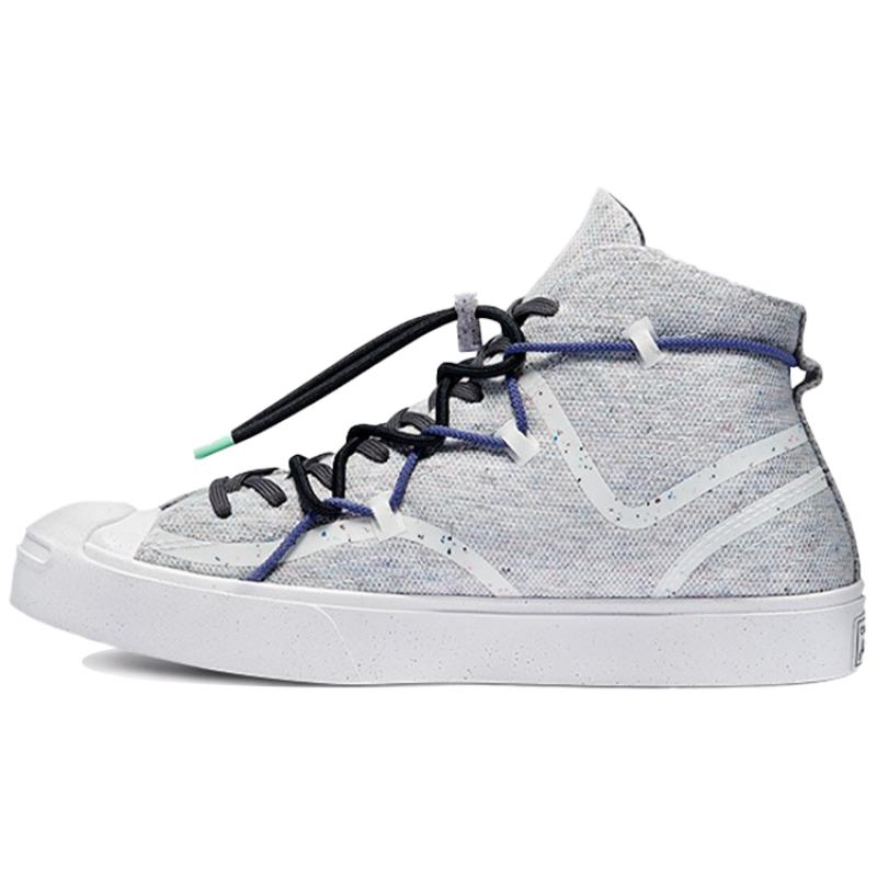 Converse Jack Purcell Rally Stylish Versatile High-top Canvas Shoes Unisex Gray and White