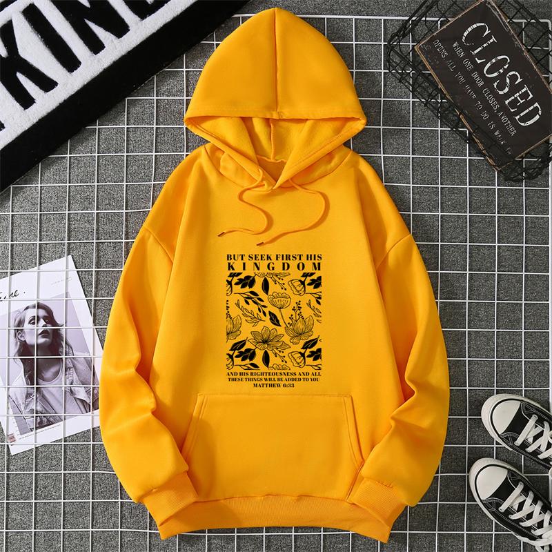 Street Fashion Lotus Flowers Printed Pattern Hoodie American Goth Hip-Hop Loose Casual Versatile Oversized Pullover Women