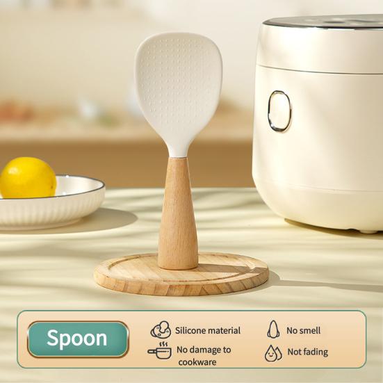 Standing Rice Spoon with Non-Stick Paddle Rice Spatula Spoon Heat Resistant Rice Cooker Spoon Serving Spoon for Grains