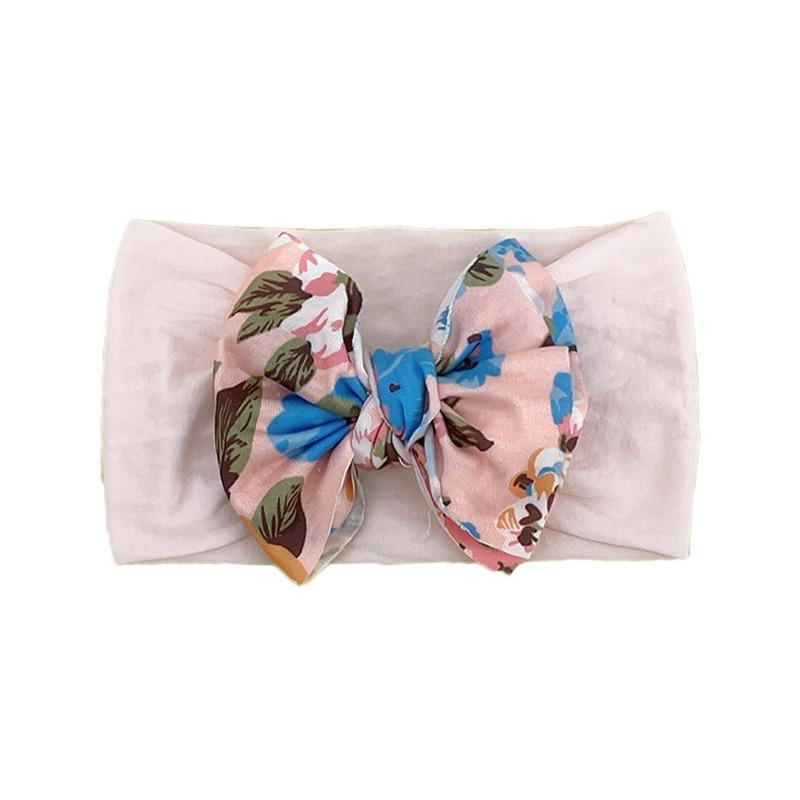 baby new children's hair accessories cute baby floral seamless wide headscarf nylon bow baby headband