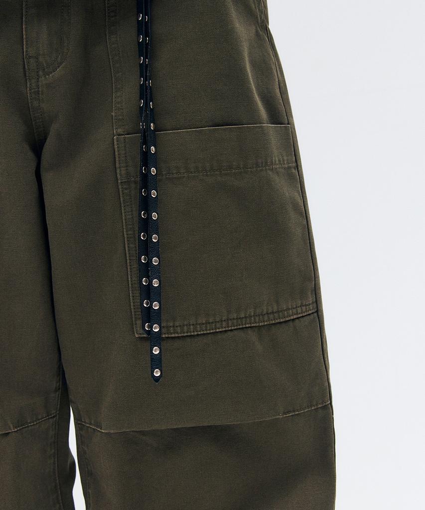 MAISON MINED Parachute Velcro Pants Khaki