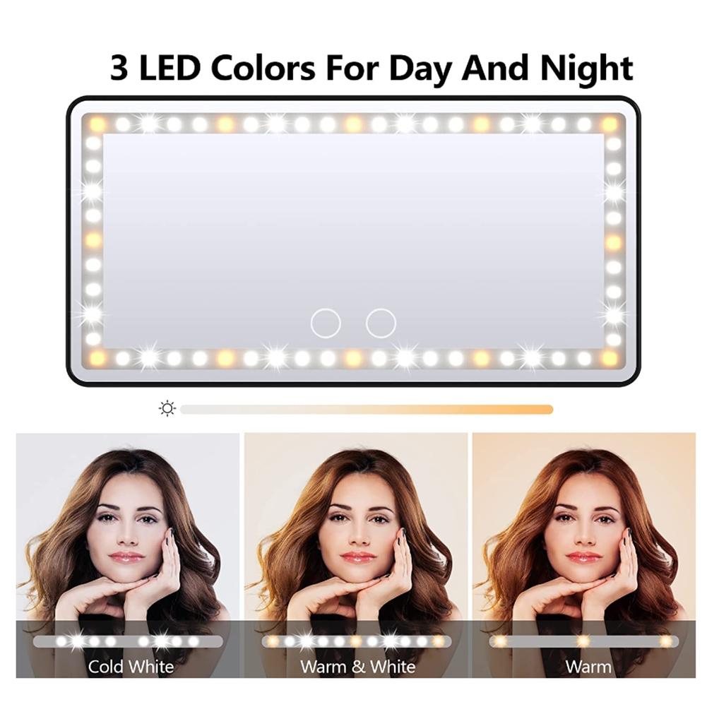 Rechargeable Car Sun Visor Vanity Mirror With LED Lights 3 Light Modes Sunshade Makeup Mirror Dimmable Led Light Cosmetic Mirror