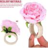 Garneck 12pcs Artificial Flower Napkin Rings Pink Rose Napkin Holder Handmade Floral Napkin Rings Wedding Napkin Holder Table Decoration for