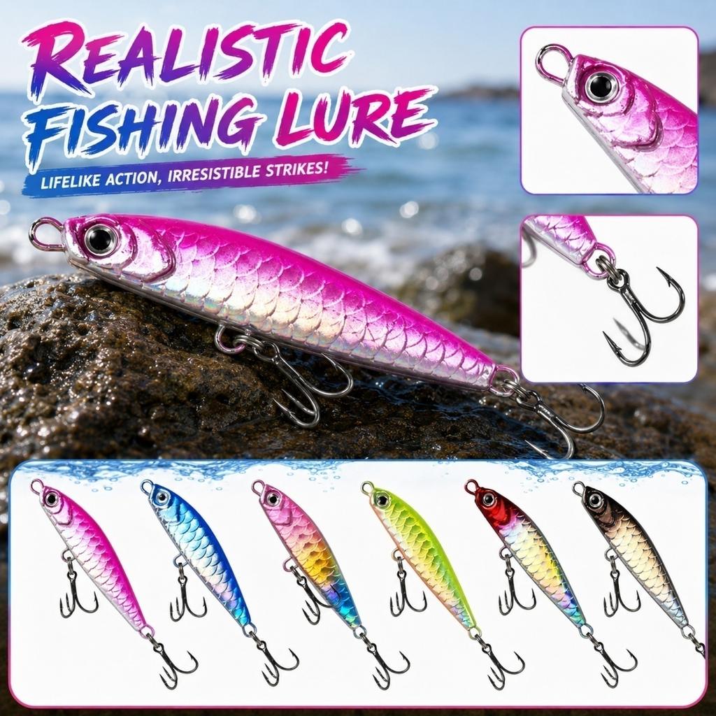 Fishing Jig Metal Lure Saltwater Boat Fishing Bait with Treble Hooks Various Weights for Long Distance Casting and Sea Fishing