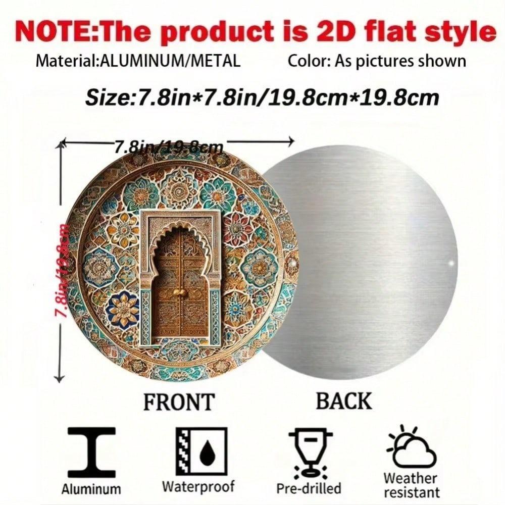 

Марокканская бирюзово-синяя золотая арочная алюминиевая настенная арт-плакетка Декор для дома 20x20