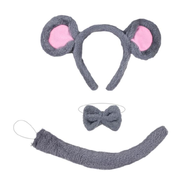 Animal Cosplay Costume Child Mouse Cosplay Set Including Headband Tail Bowtie and Nose