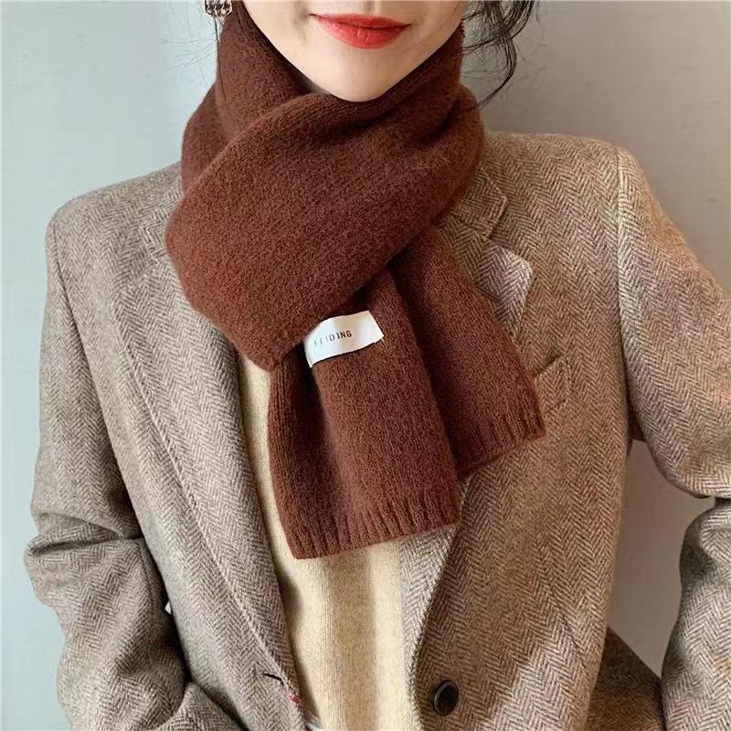 Rainbow color autumn and winter new scarf women's winter outer warm Korean version versatile solid color knitted neck scarf