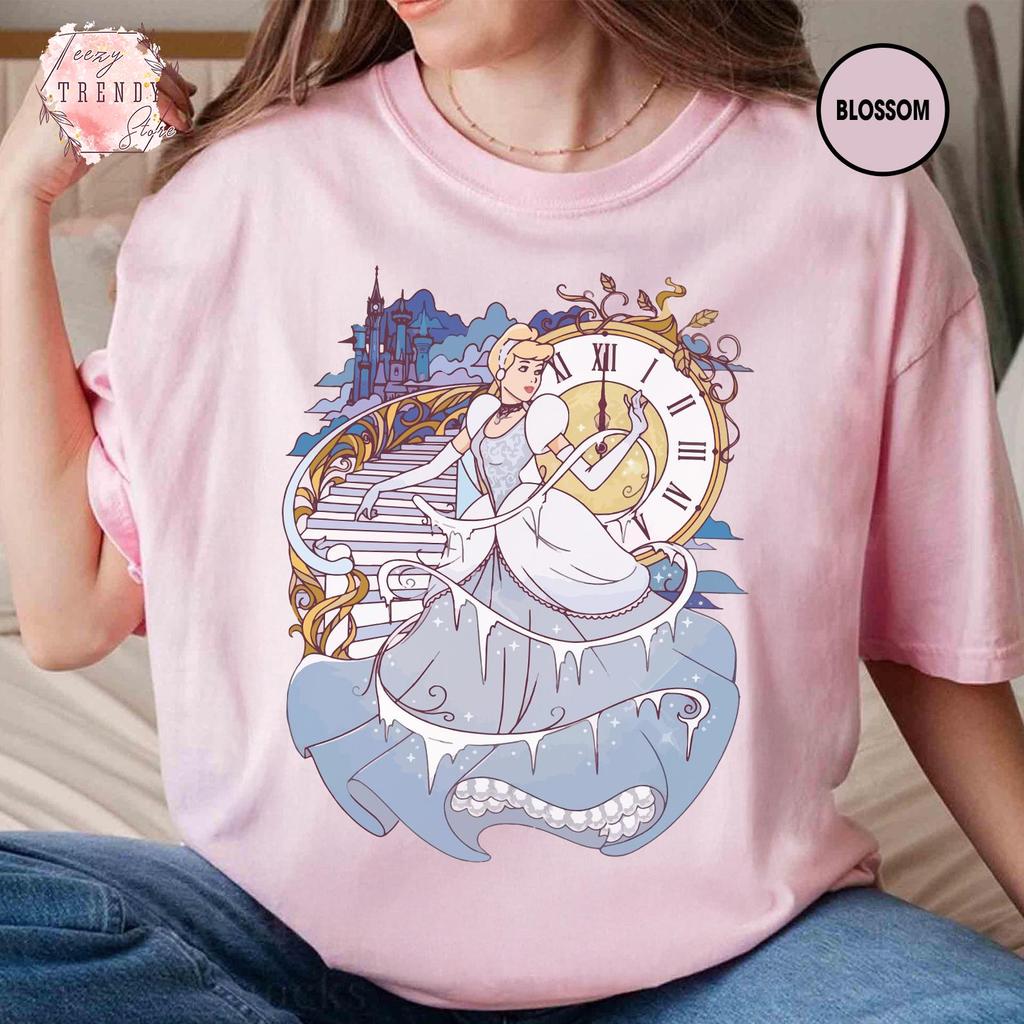 Cinderella Clock Tshirt Princess Tshirt Midnight Castle Fairy Tale Magic MoUnisext Tshirt Cute Gift for Fans