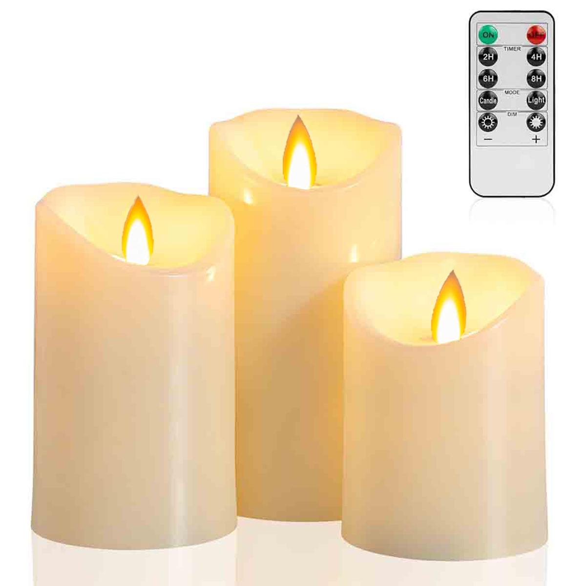 

3pcs/set LED Flameless Candles Flickering Light with Remote Control for Christmas Festival Wedding Home Party Decor Lighting